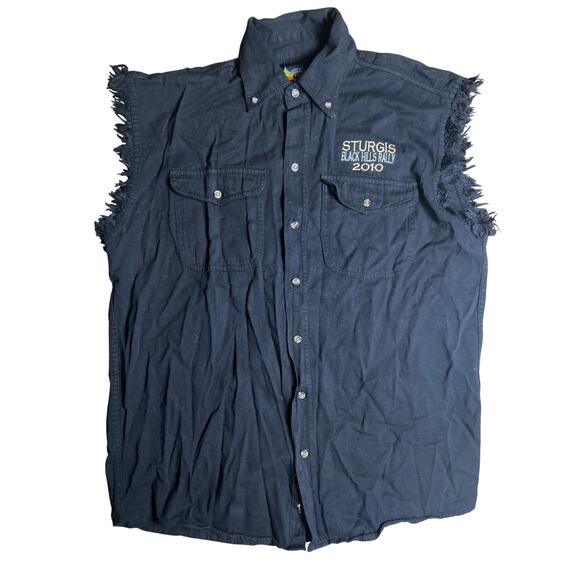 Sturgis Other - 2010 Sturgis 70th Anniversary Men Button-Up Cut Off Sleeve Top Large